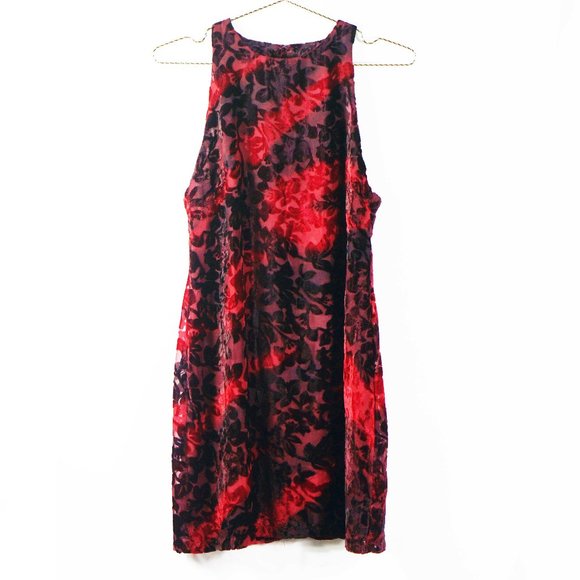 Somedays Lovin Burnout Velvet Mini Dress in Red M - Picture 2 of 6